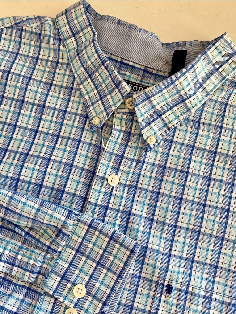 Izod Premium Essentials Blue Plaid Button-Down Shirt 4XL